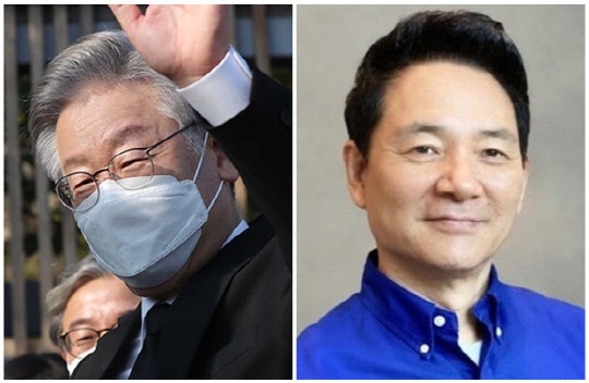 이재명(왼쪽) 더불어민주당 대선 후보와 장성민 전 국회의원. 연합뉴스